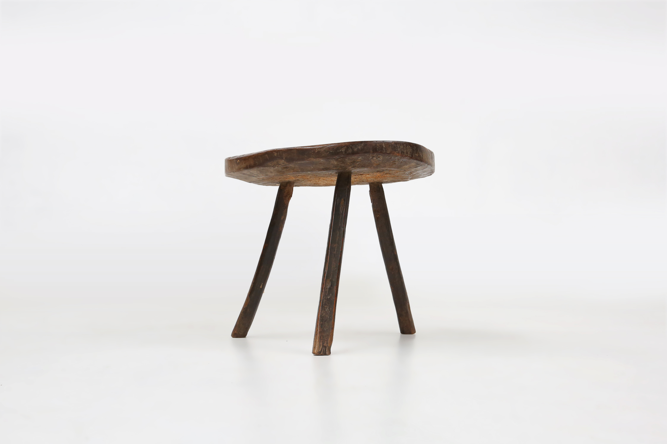 Sculptural rustic brutalist oak tripot stool, France ca. 1850thumbnail